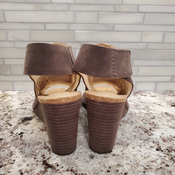 Clarks Cusion Suede Cork Wedges Slingback Women’s Sandals brown tupe new 8 - Picture 5 of 8